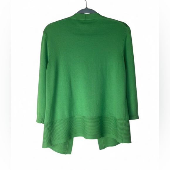 Talbots Kelly Green Open Front Cotton Cardigan Sweater Ladies Large Petite - Picture 4 of 10